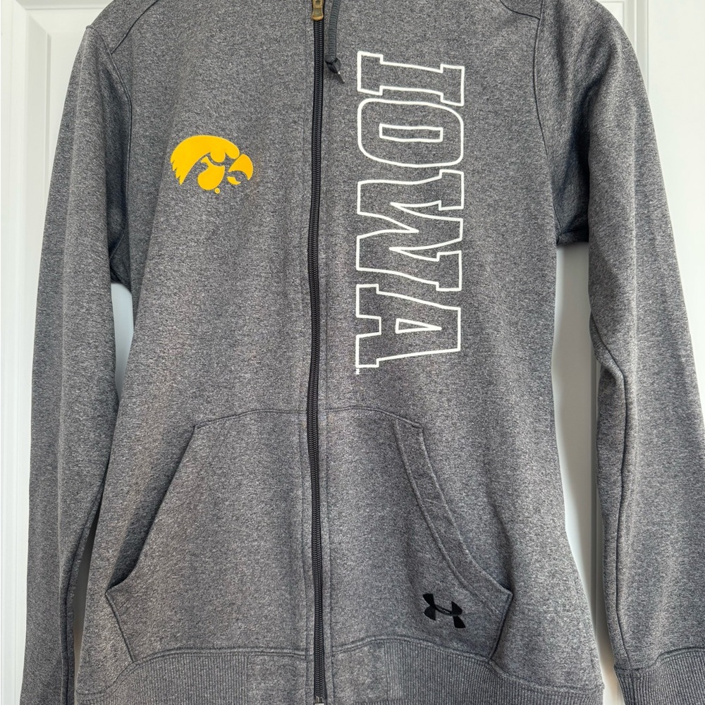 Under Armour Iowa Hawkeye Gray Full-Zip Sweater with Yellow Logo
